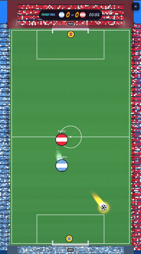 Pitch mode — classic football with goals and keepers